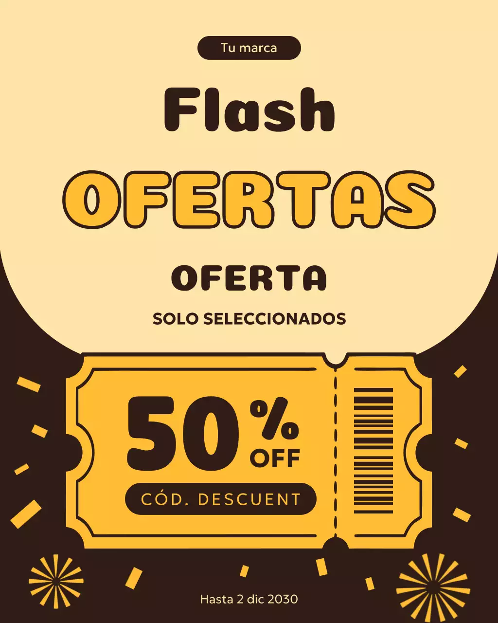 Publicación de Instagram de la promoción de rebajas retro naranja