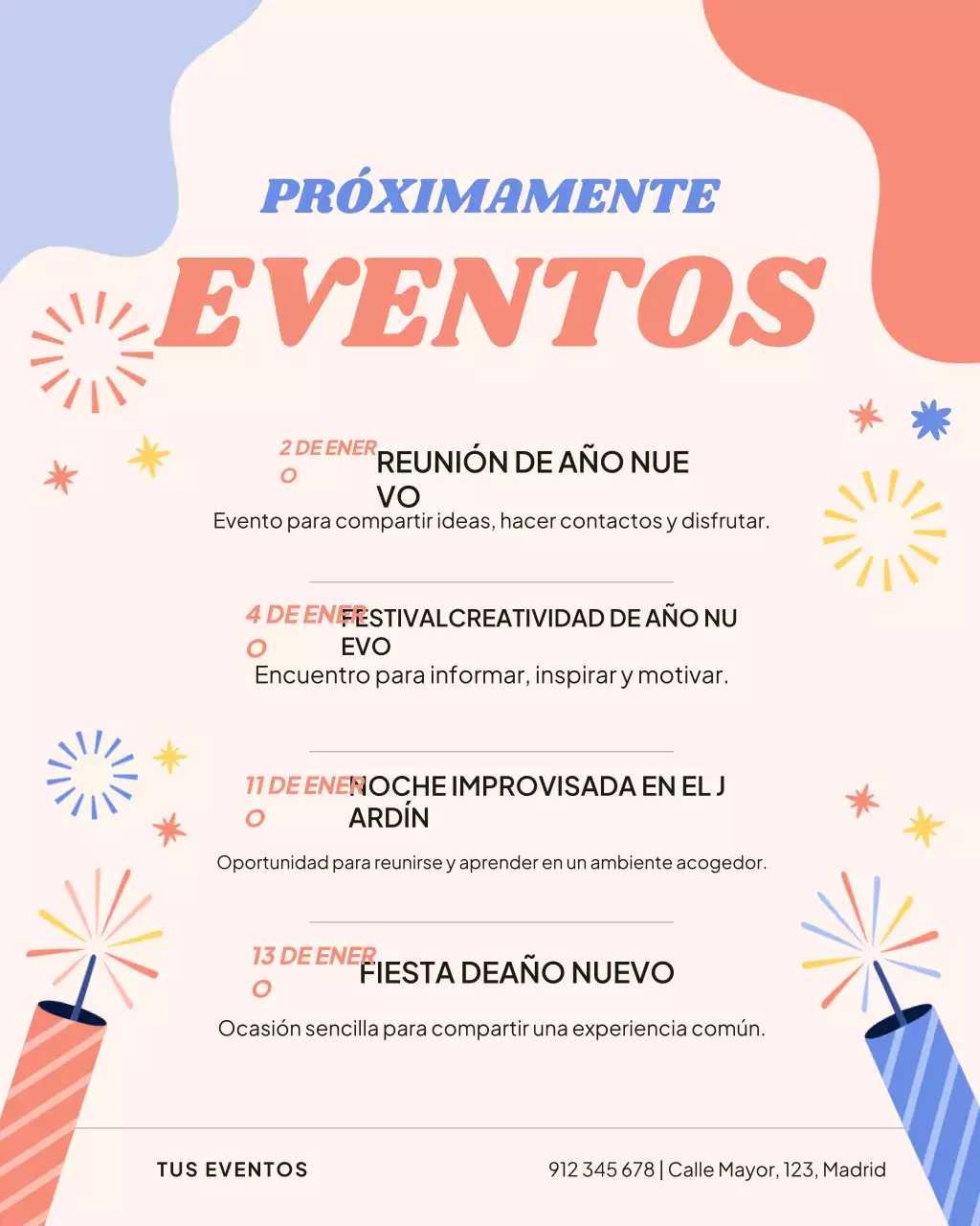 Calendario de eventos moderno y colorido: publicación de Instagram