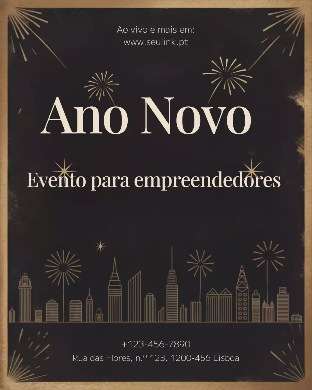 Evento de negócios elegante e preto vertical para Instagram