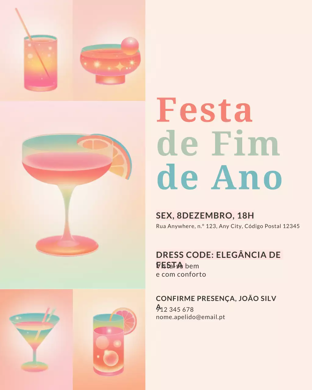 Convite para coquetel moderno rosa - Postagem no Instagram