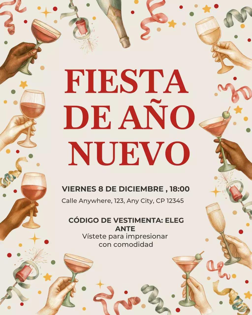 Invitación de cóctel vintage beige para Instagram