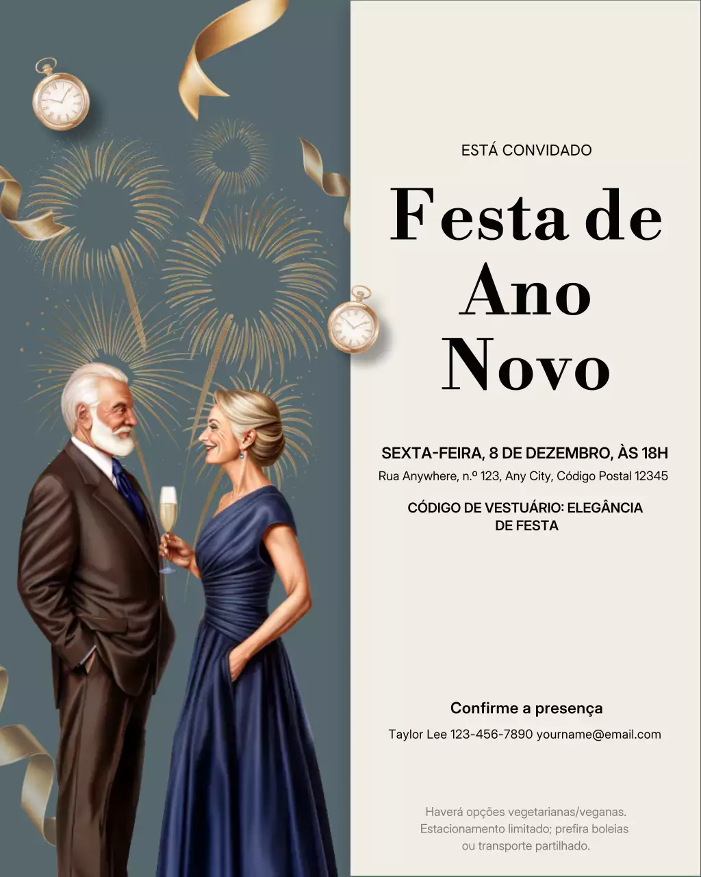 Convite elegante dourado para festa - Postagem no Instagram