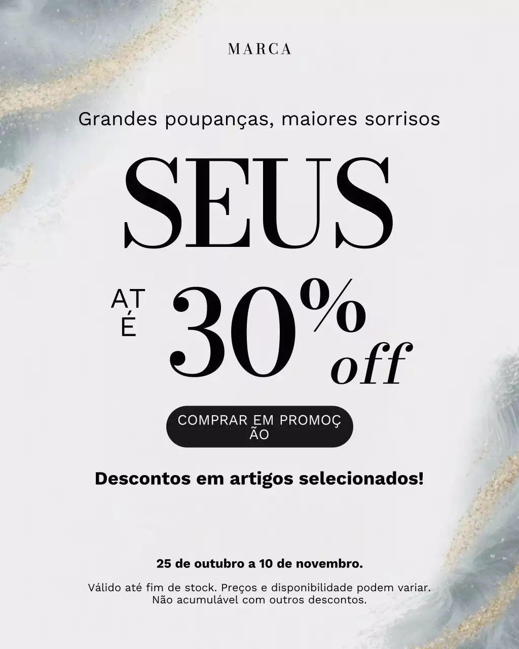 Retrato moderno em tons de cinza para promoção de venda no Instagram