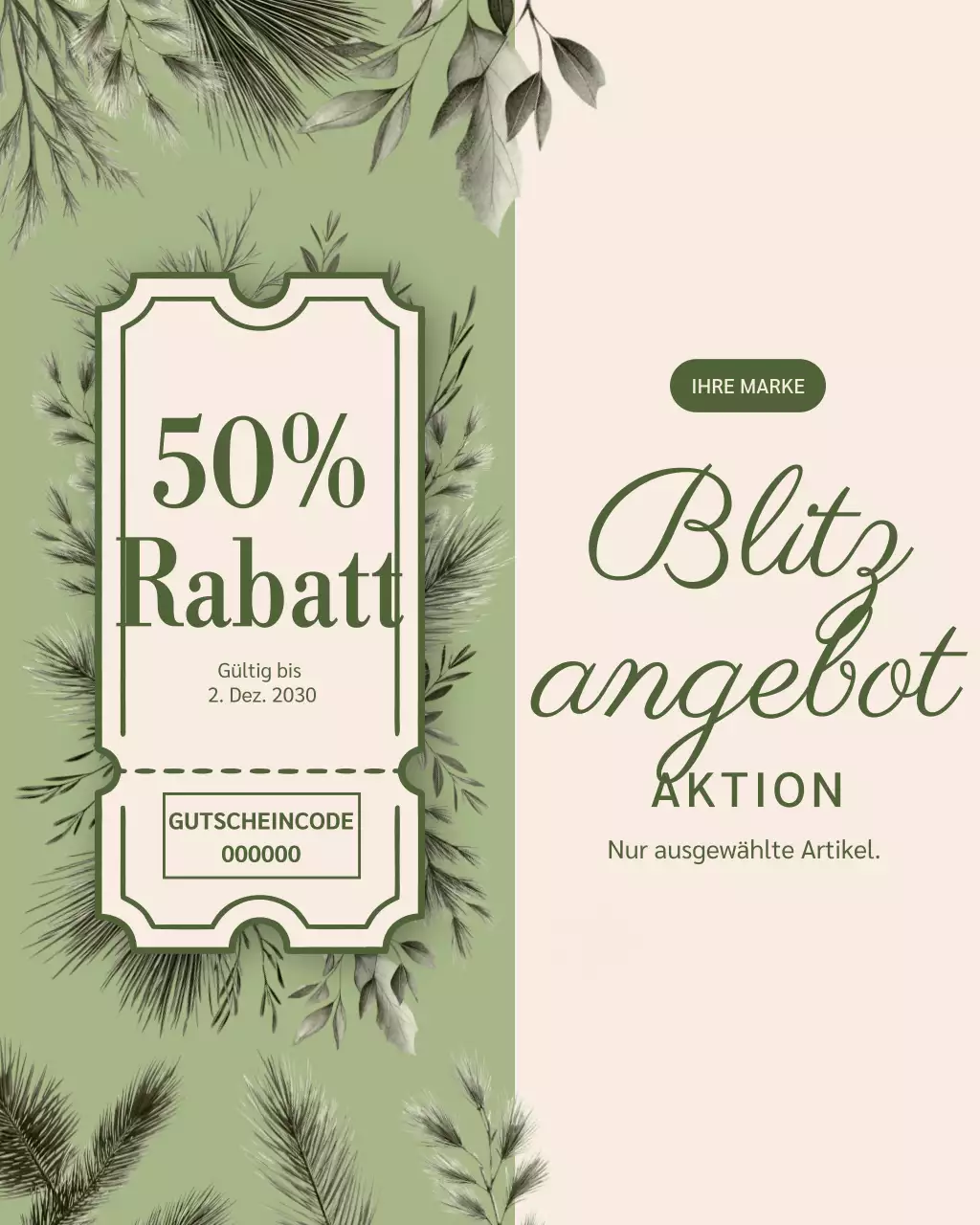 Instagram-Post zur eleganten Verkaufsaktion von Sage