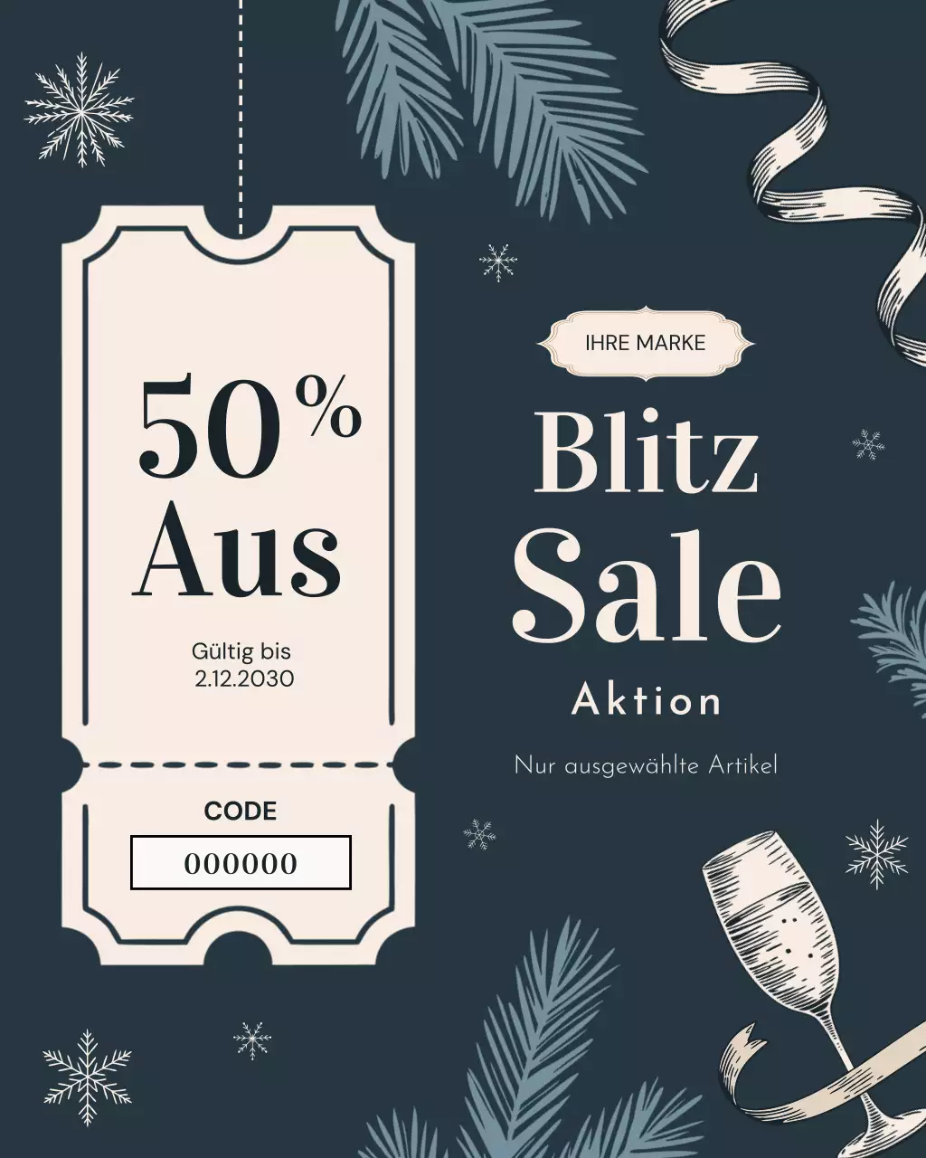 Elegante Marineblaue Verkaufsanzeige auf Instagram