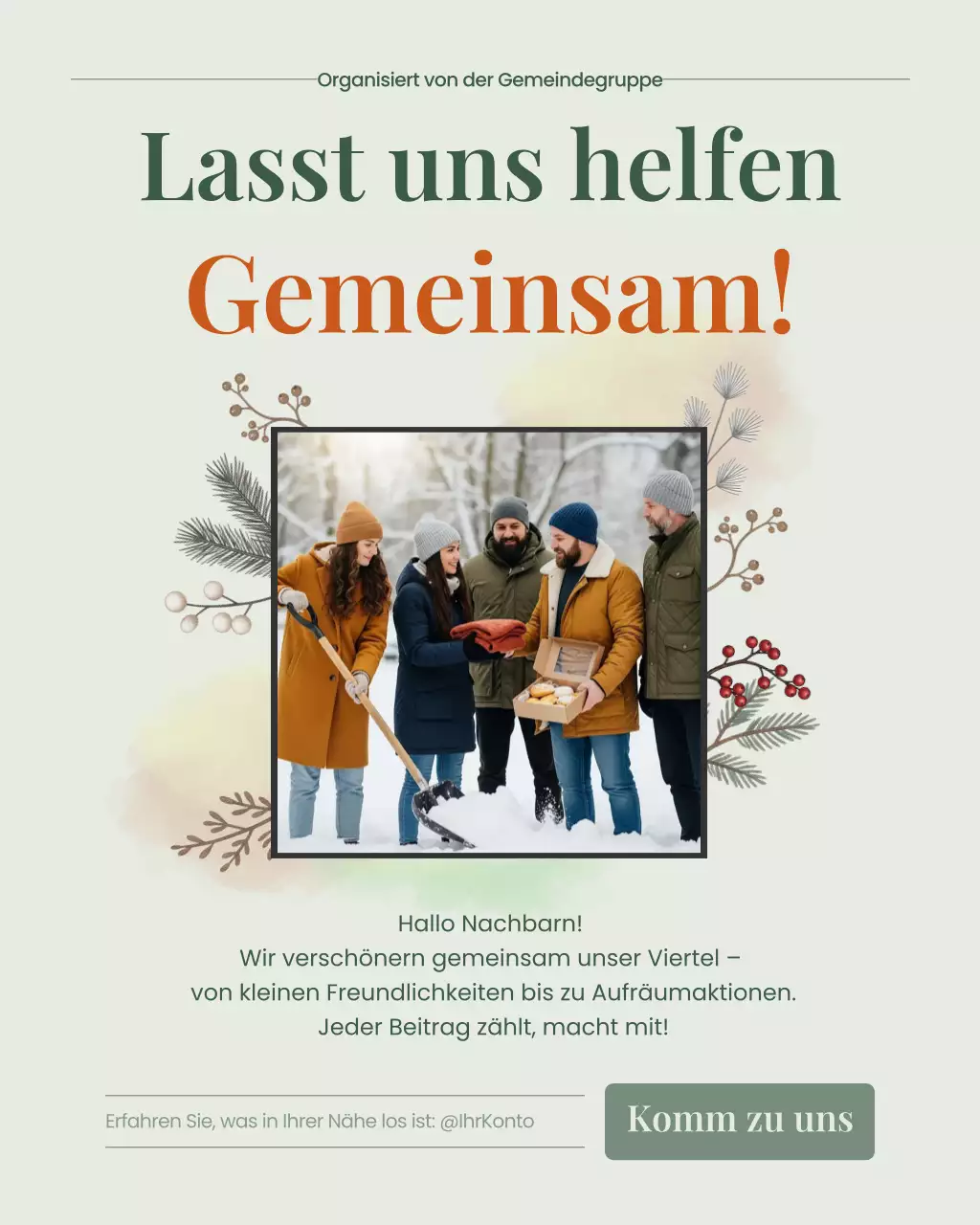 Einladung zur Community in Beige-Rustikal-Optik (Instagram-Post)