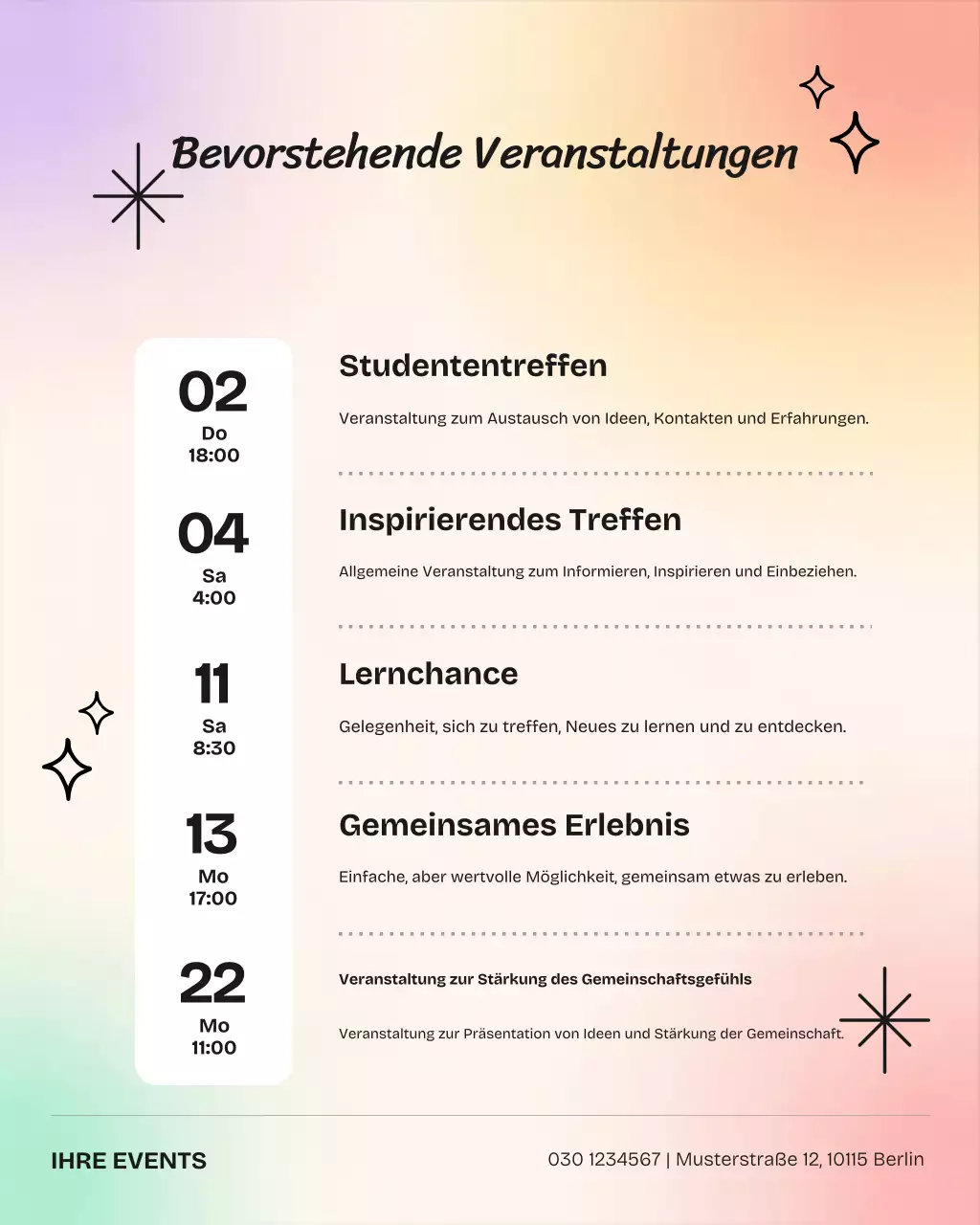 Ankündigung von Rainbow Modern Events auf Instagram