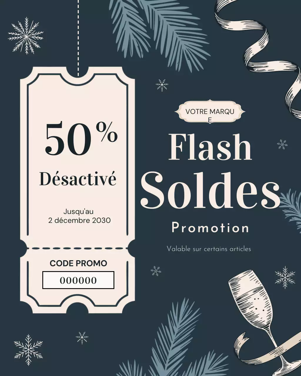 Publicité pour une vente élégante de Navy Elegant sur Instagram