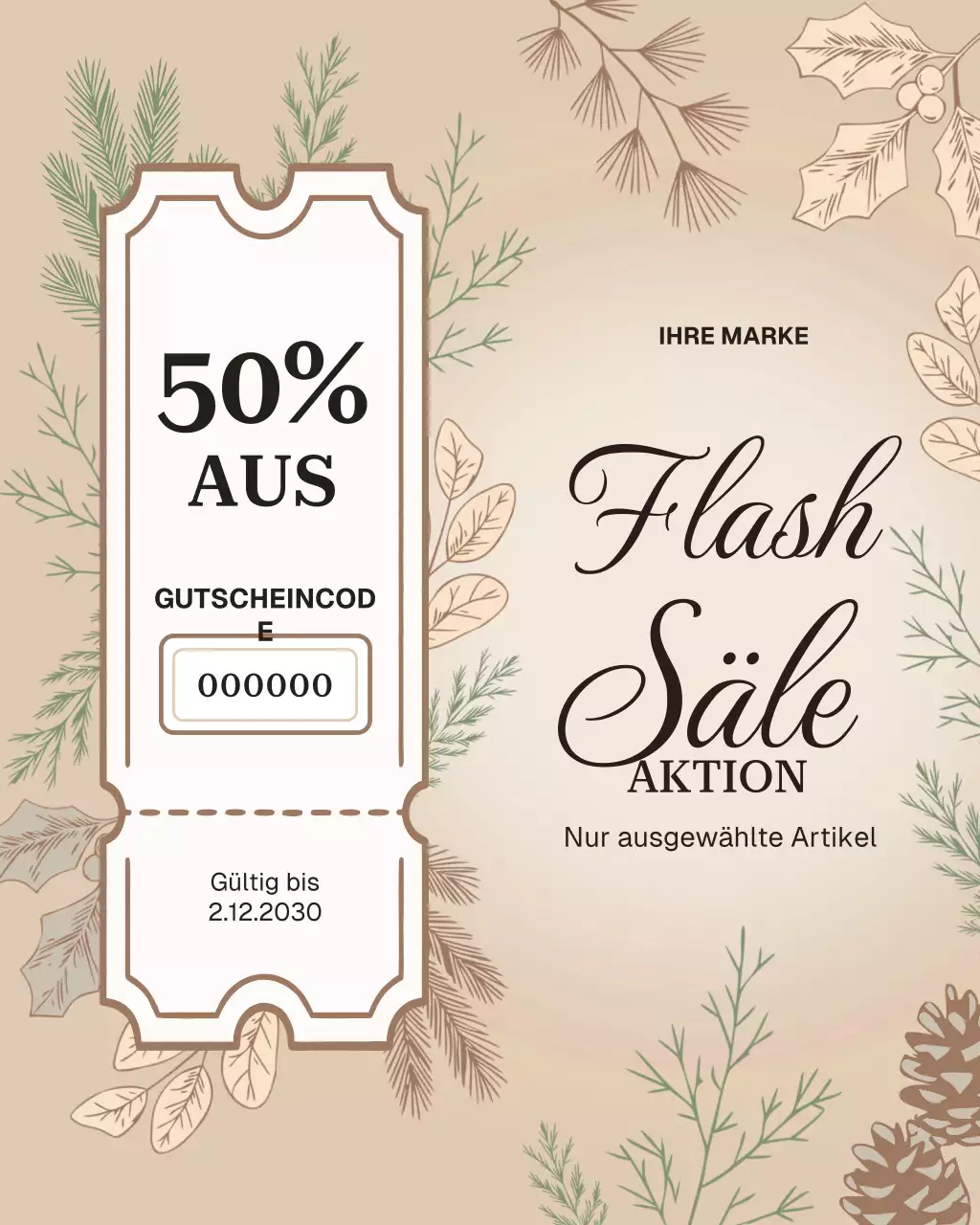 Instagram-Post zur Verkaufsaktion für beigefarbene Pflanzen