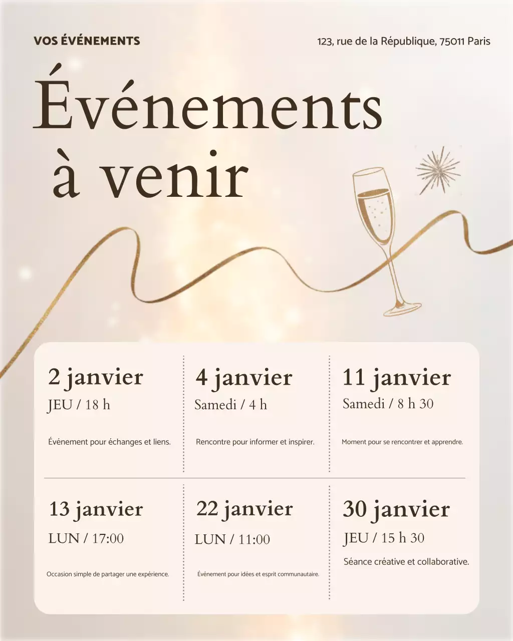 Annonce d'événement élégante beige sur Instagram