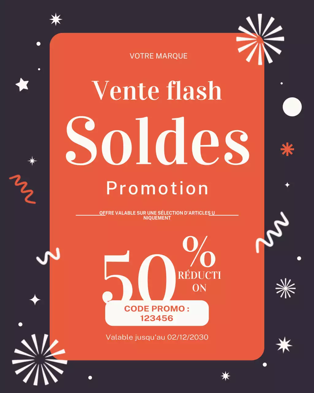 Publicité pour les soldes Orange Bold sur Instagram