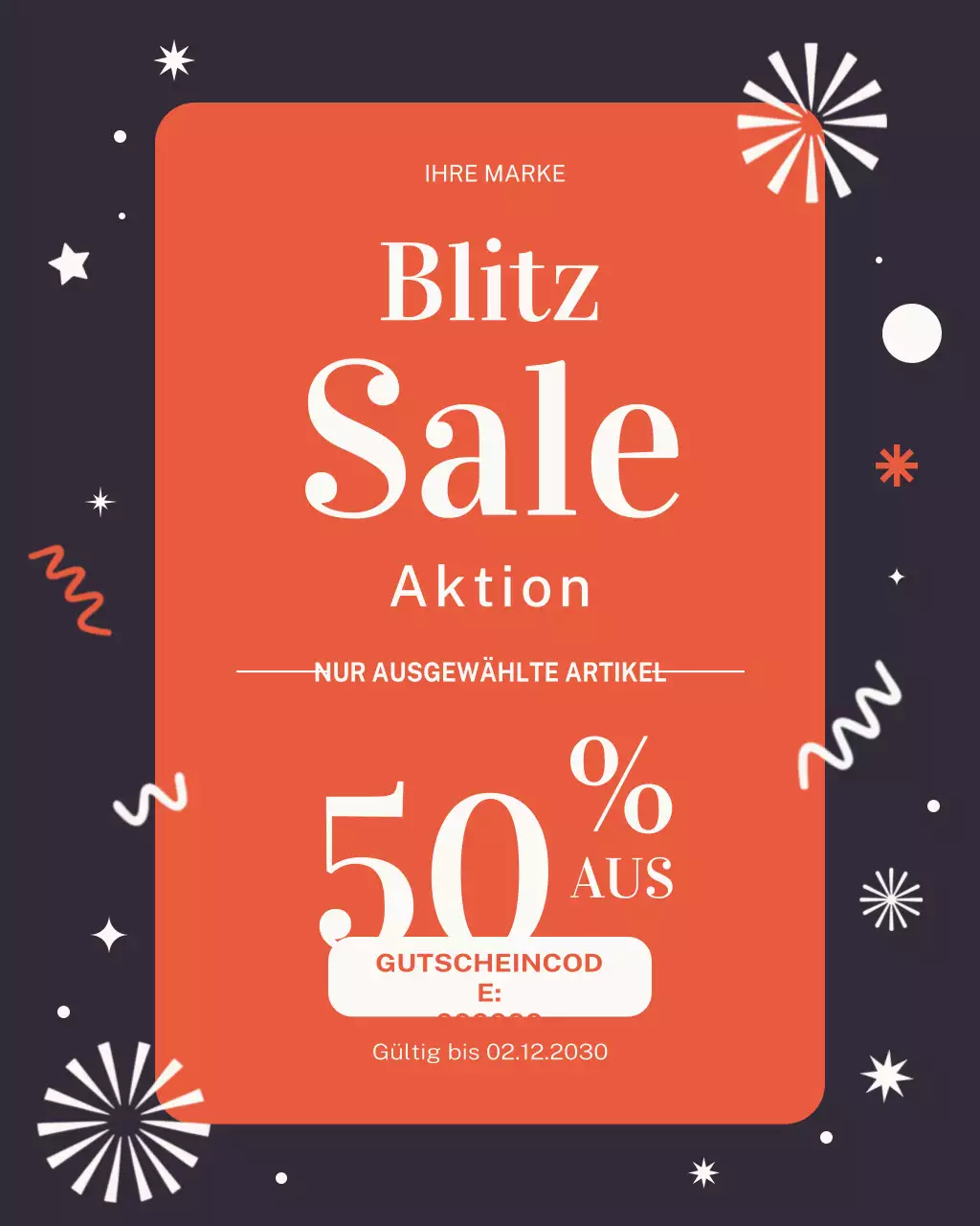 Instagram-Post mit dem Aufdruck „Orange Bold Sale“