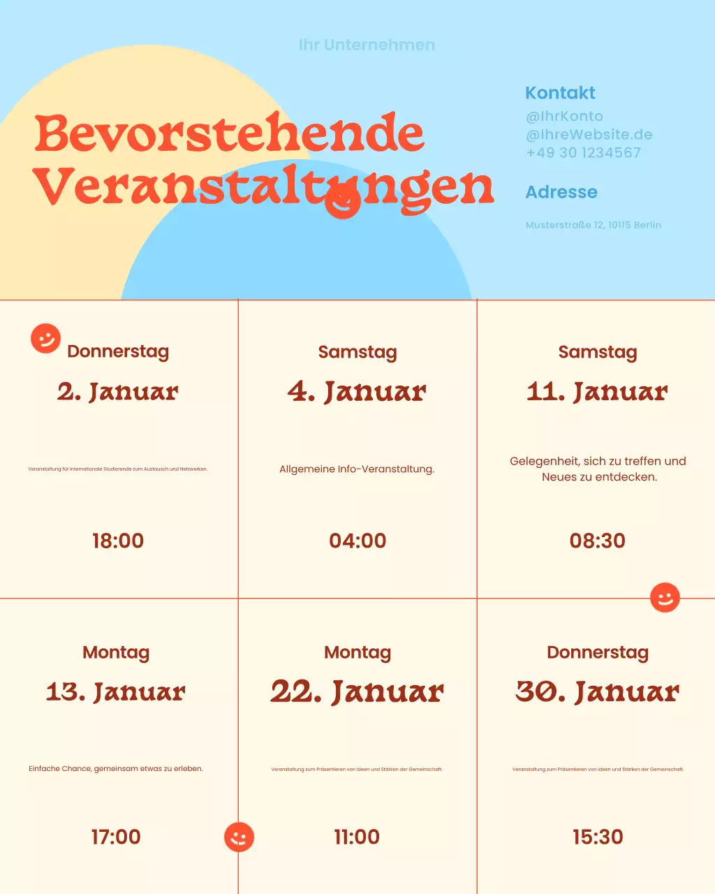 Farbenfroher, moderner Instagram-Post zur Eventankündigung