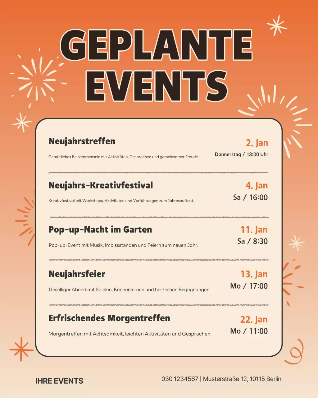 Ankündigung eines Events von Orange Modern auf Instagram