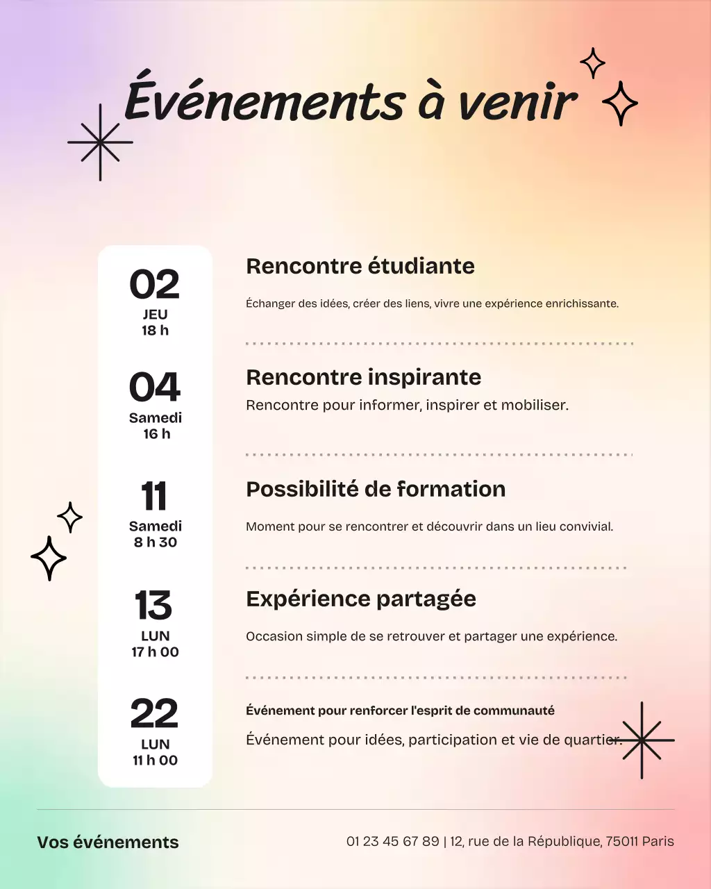 Annonce de Rainbow Modern Events sur Instagram