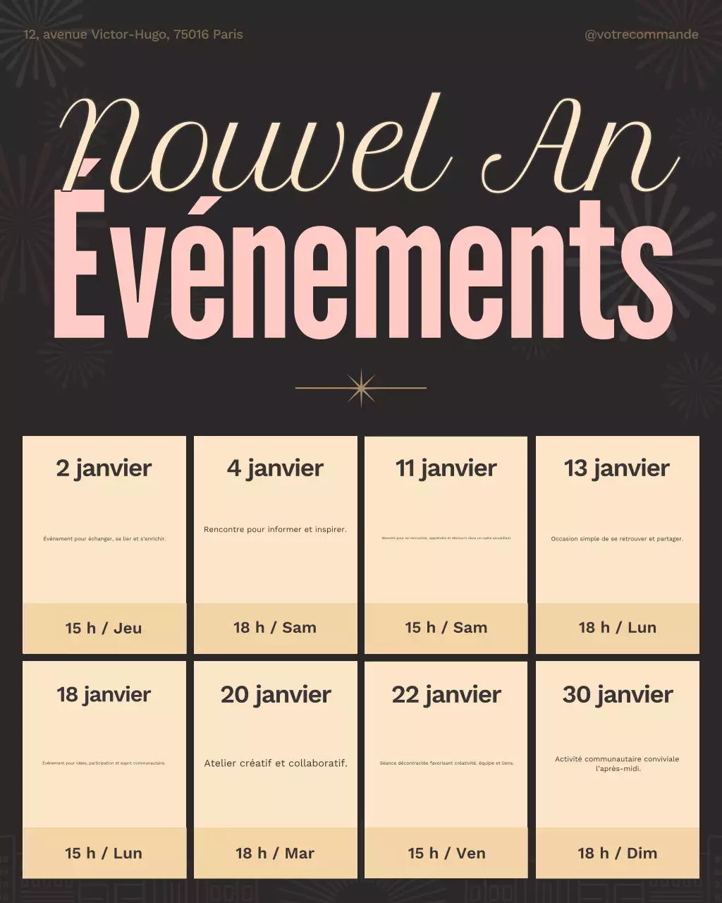 Publication Instagram du calendrier de l'an rétro beige