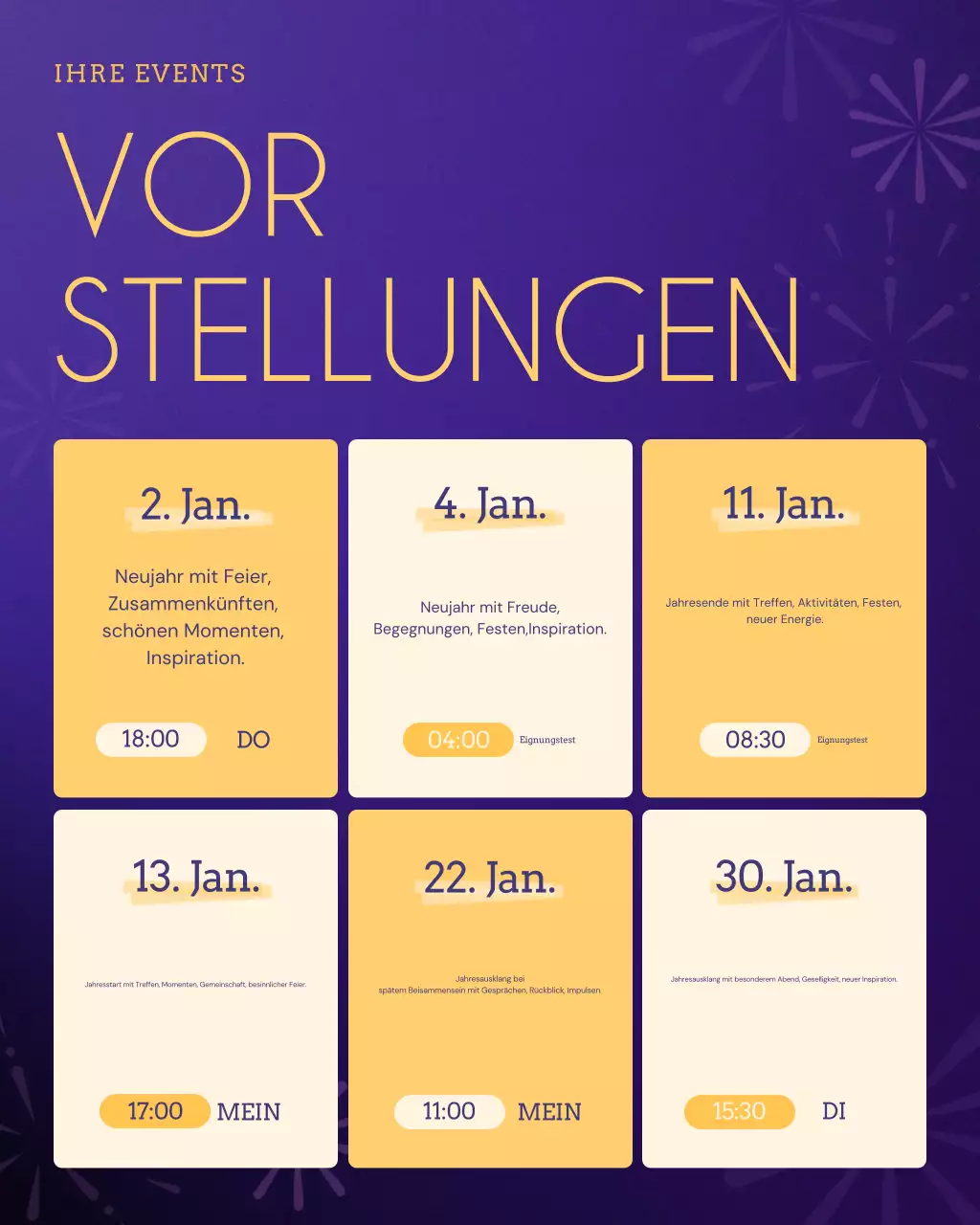 Ankündigung einer Veranstaltung in Lila (Instagram-Post)