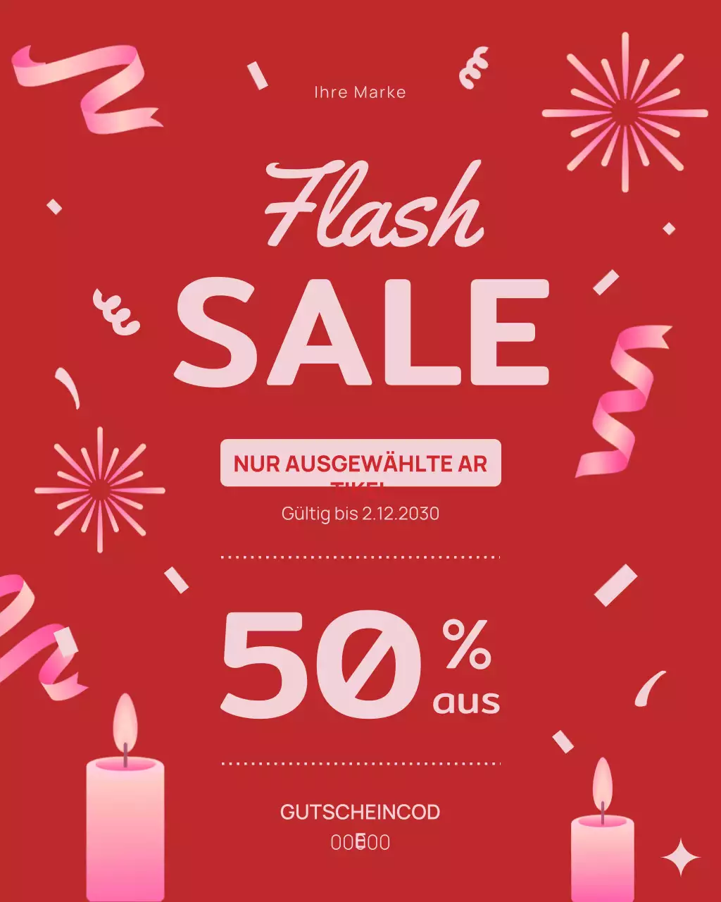 Instagram-Post mit dem Aufdruck „Rot, fett“ für den Sale