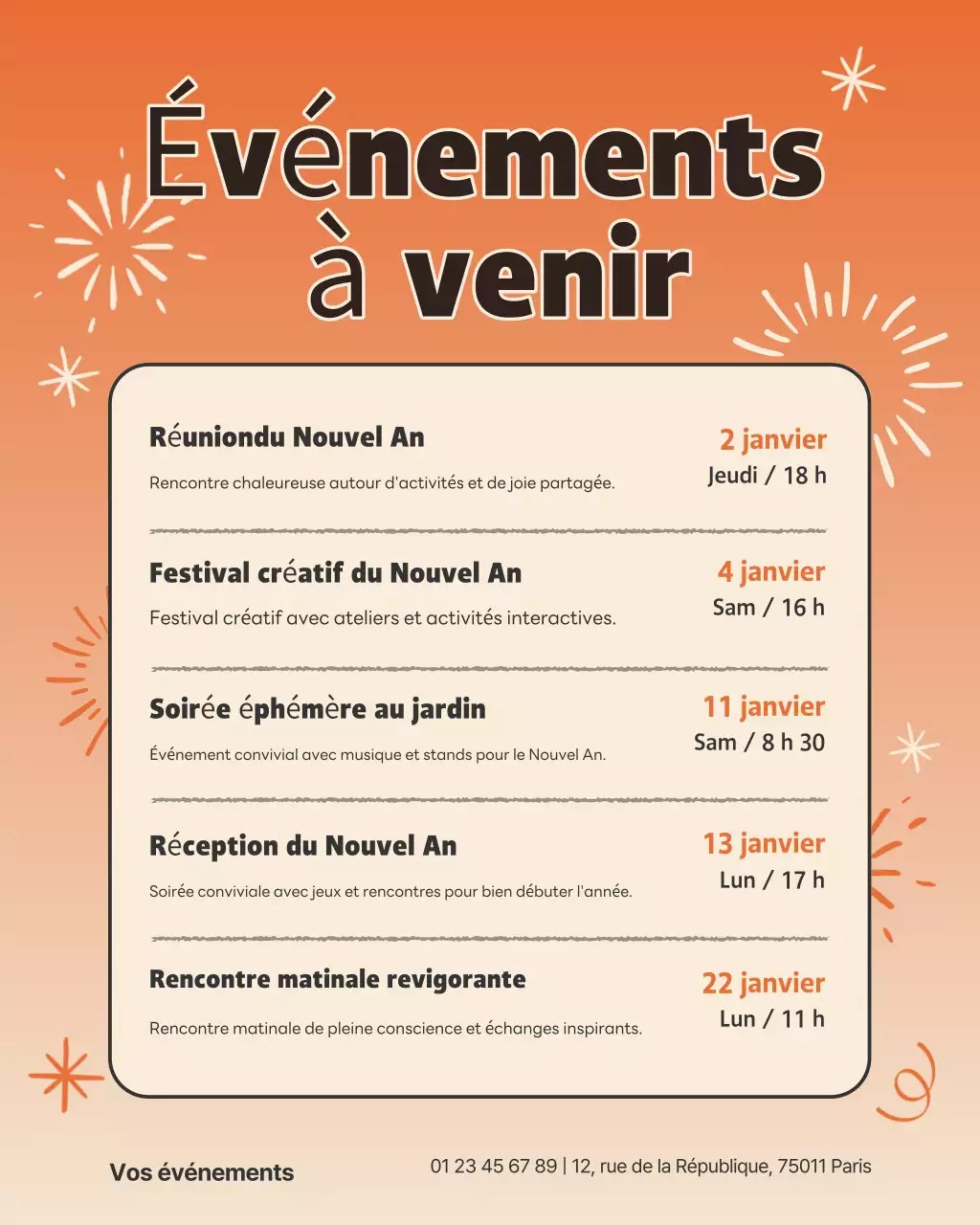 Annonce d'un événement Orange Modern sur Instagram