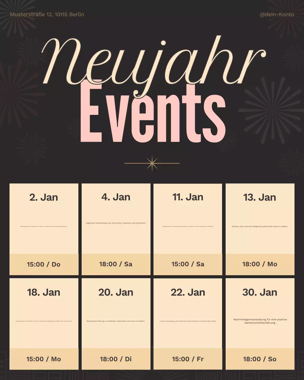 Beiger Retro-Neujahrskalender (Instagram-Post)