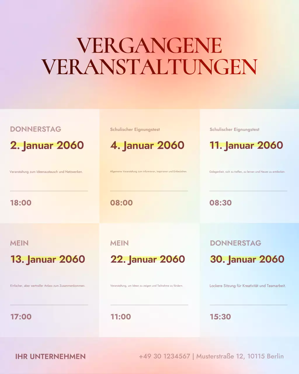 Ankündigung von Rainbow Modern Events auf Instagram