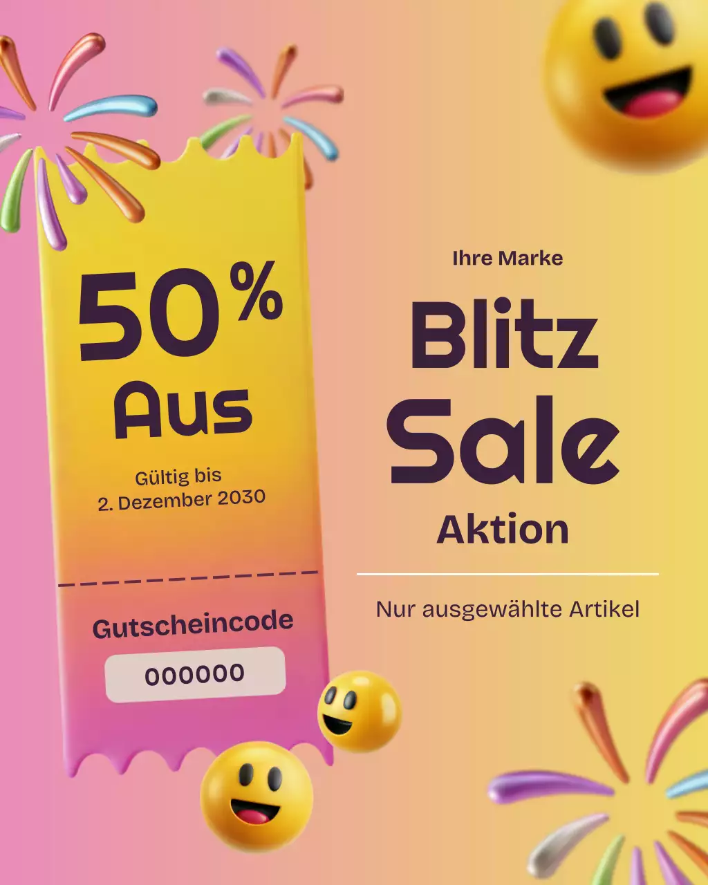 Instagram-Post: Trendiger gelber Sale-Promotion