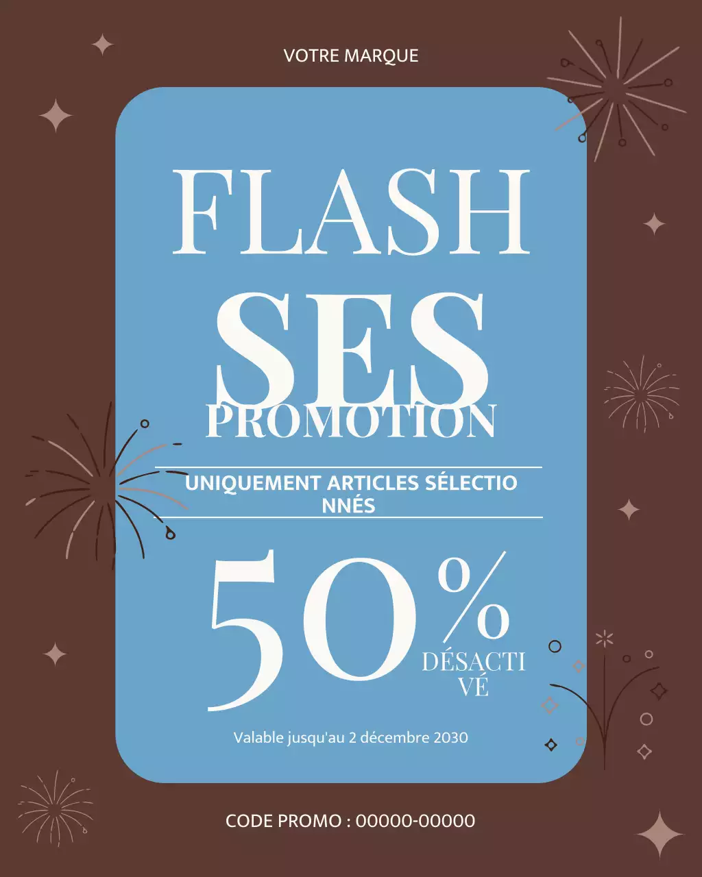 Publication Instagram de promotion de soldes modernes marron