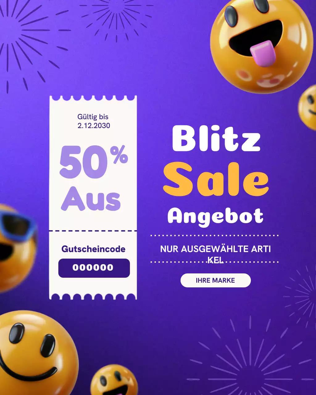 Instagram-Post mit blauer Trend-Aktionsanzeige