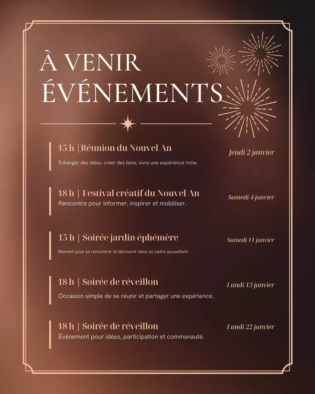 Calendrier des événements élégants autour du vin - Publication Instagram