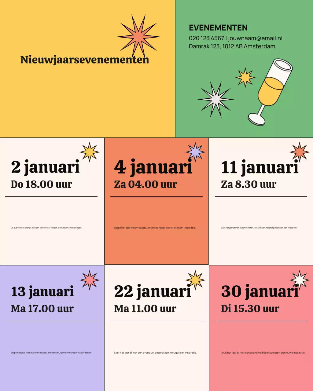 Kleurrijke, moderne aankondiging van een evenement (Instagram-post)