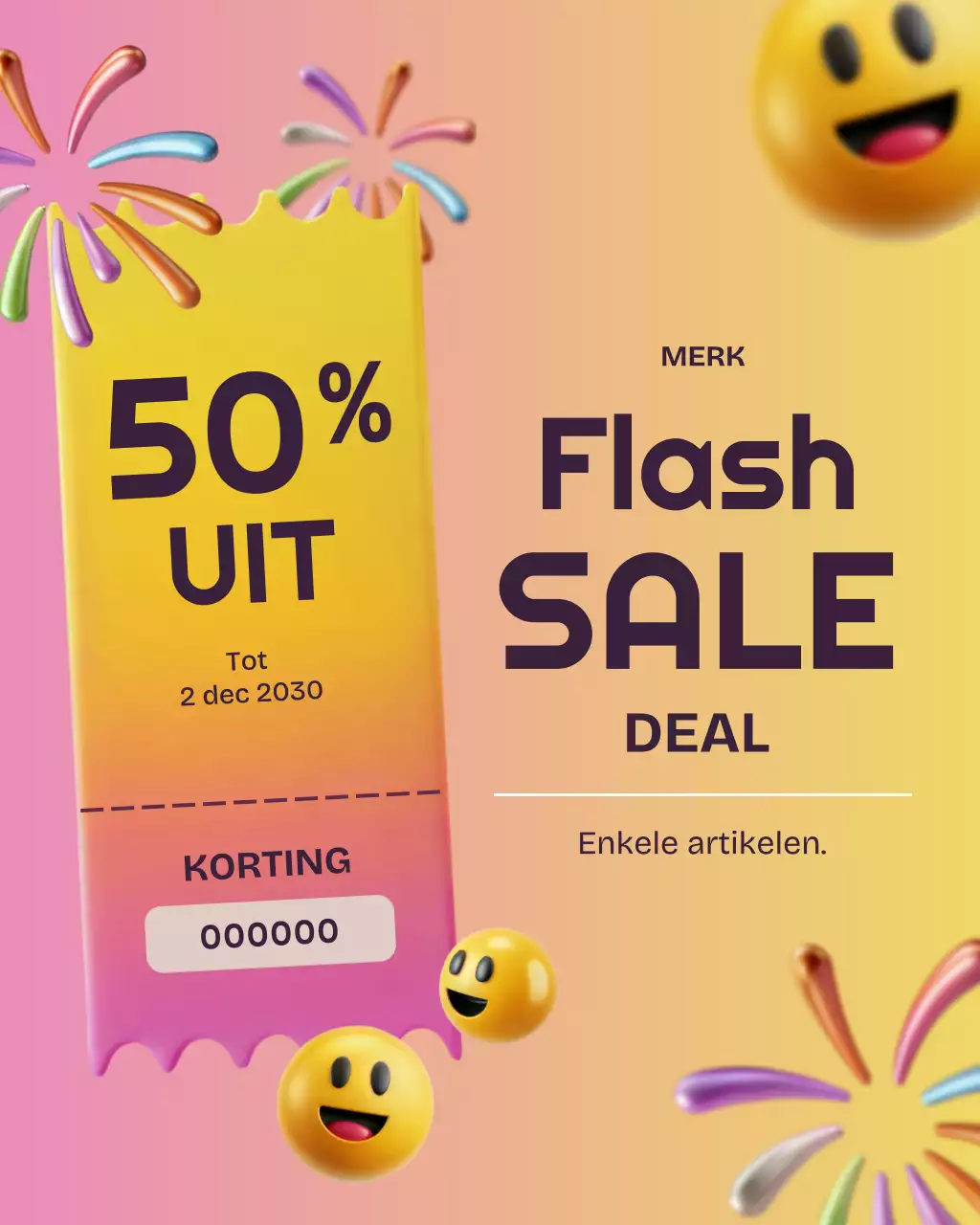 Gele trendy uitverkoopactie Instagram-post