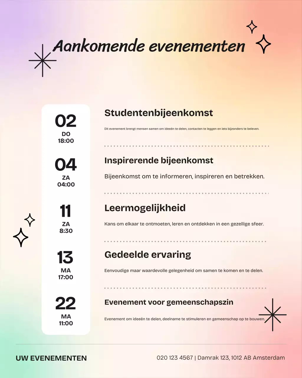 Aankondiging van Rainbow Modern Events via Instagram-bericht
