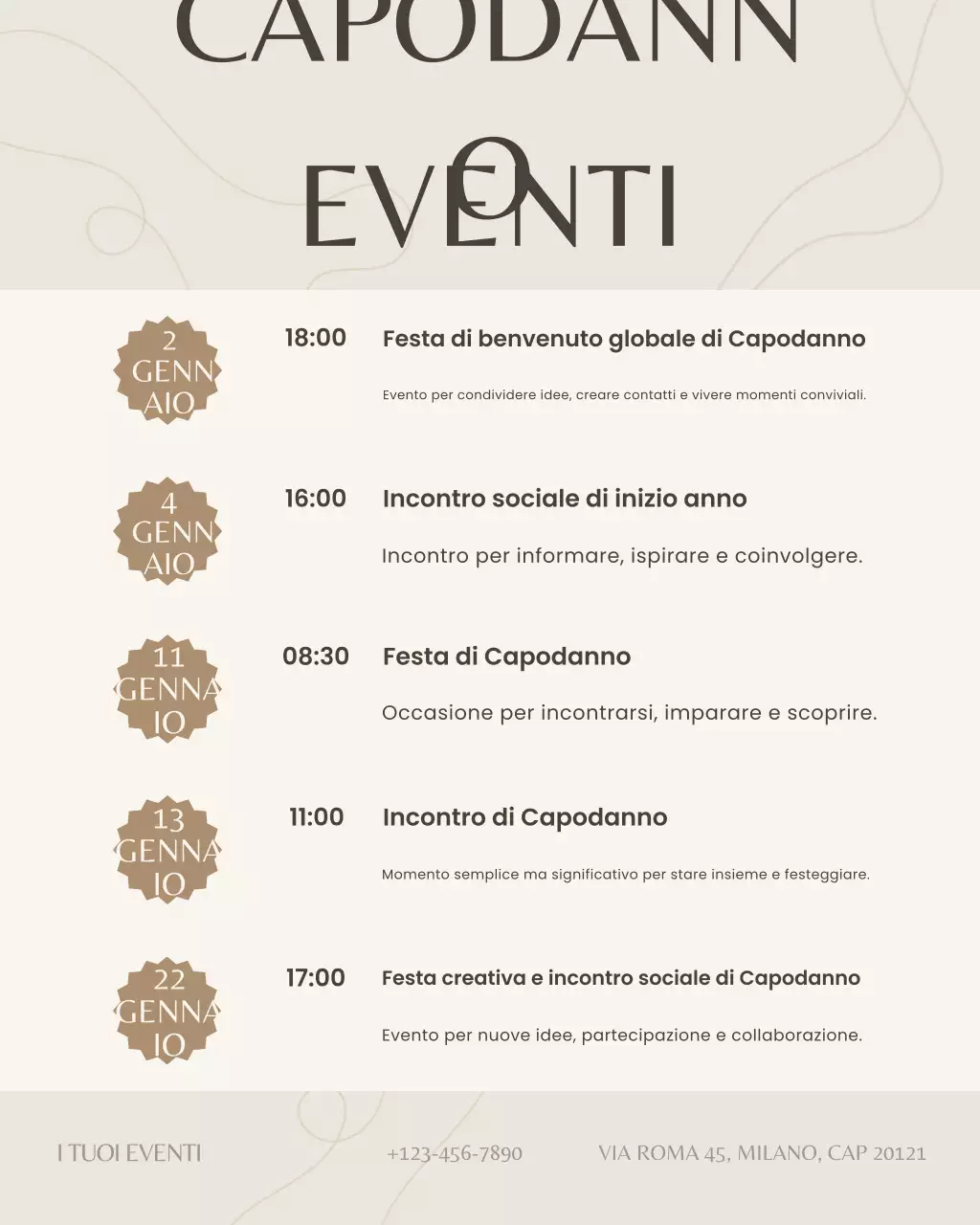 Post Instagram del calendario eventi Black Elegant