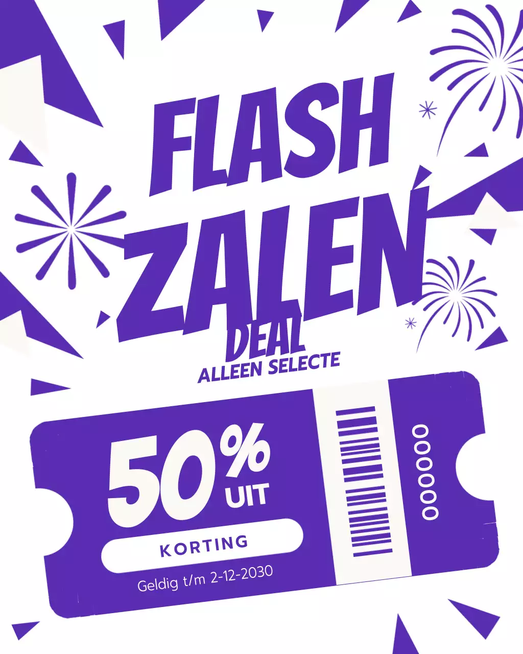 Paarse, opvallende uitverkoopadvertentie Instagram-bericht