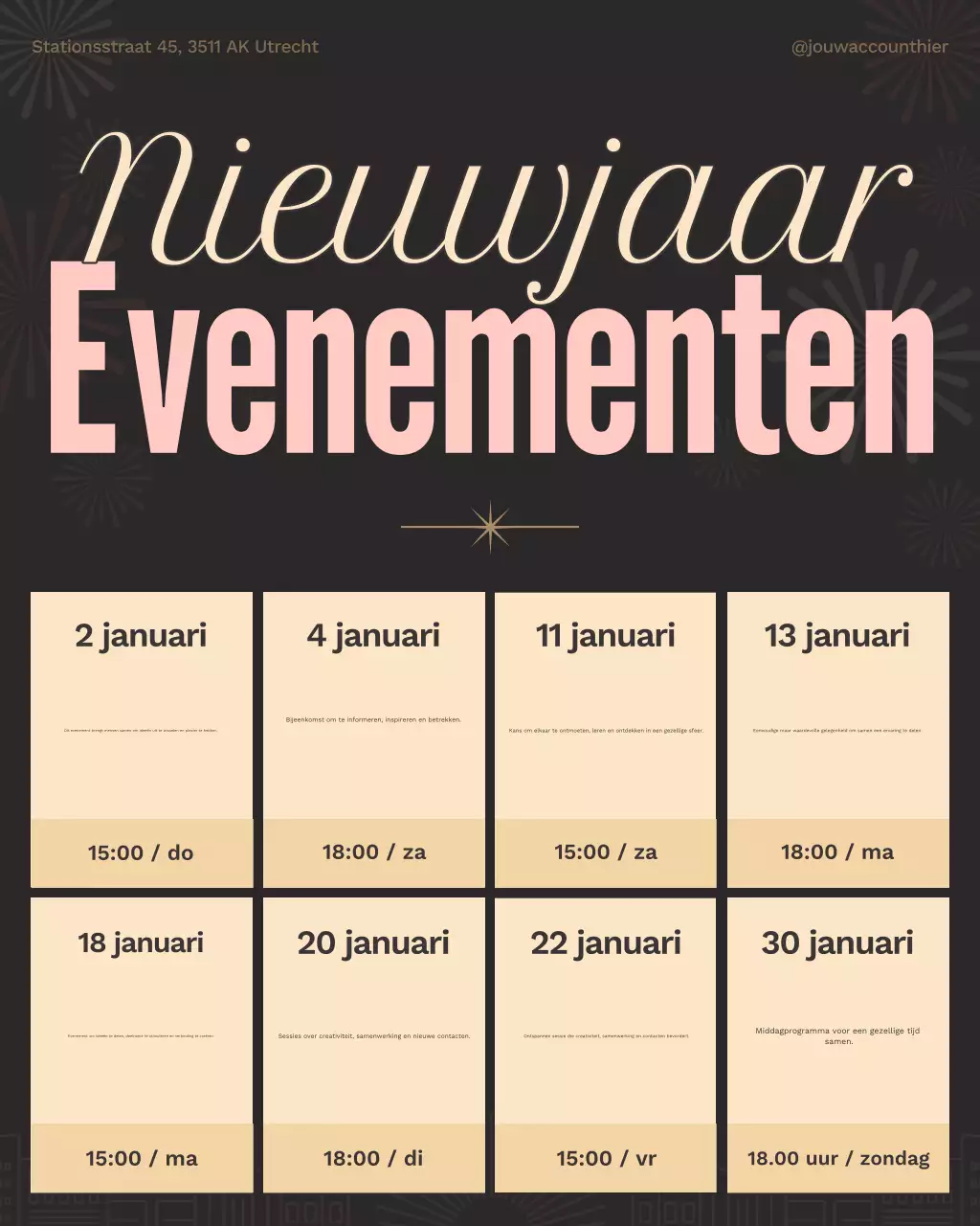 Beige retro nieuwjaarskalender Instagram-post