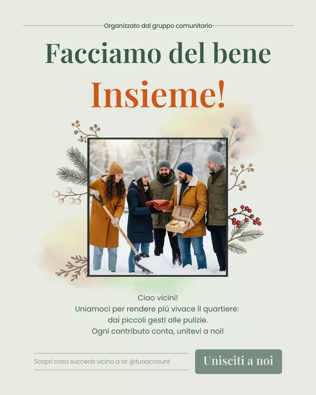 Post Instagram di invito alla comunità rustica beige