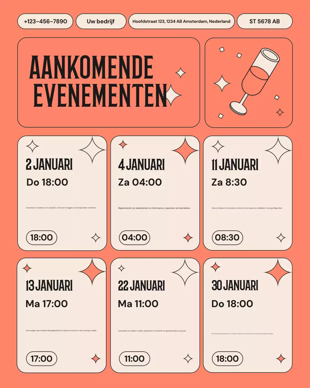 Aankondiging van Orange Modern Events op Instagram