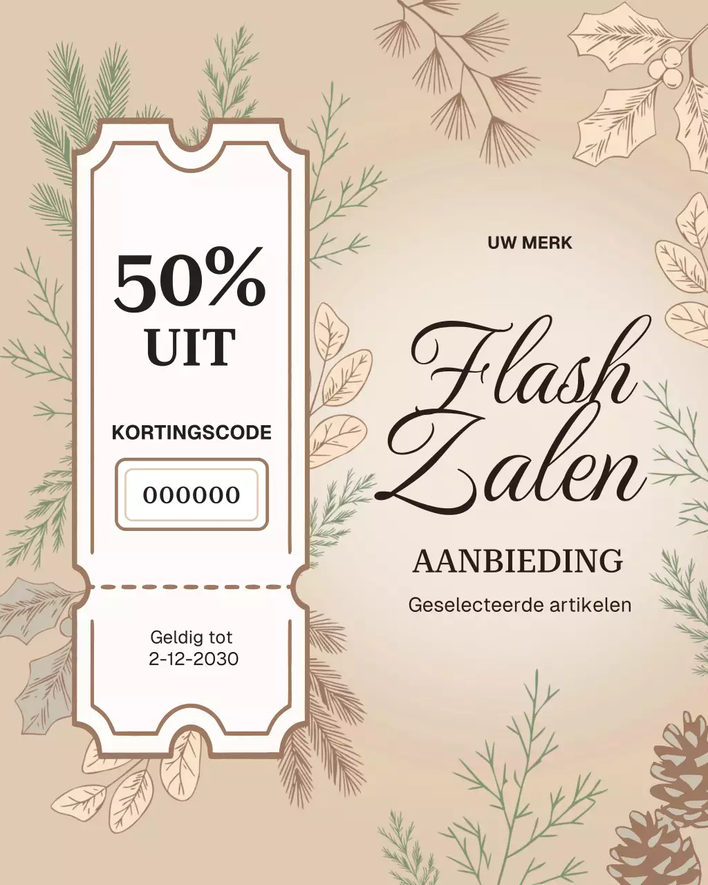 Beige Botanical Sale Promotie Instagram-bericht