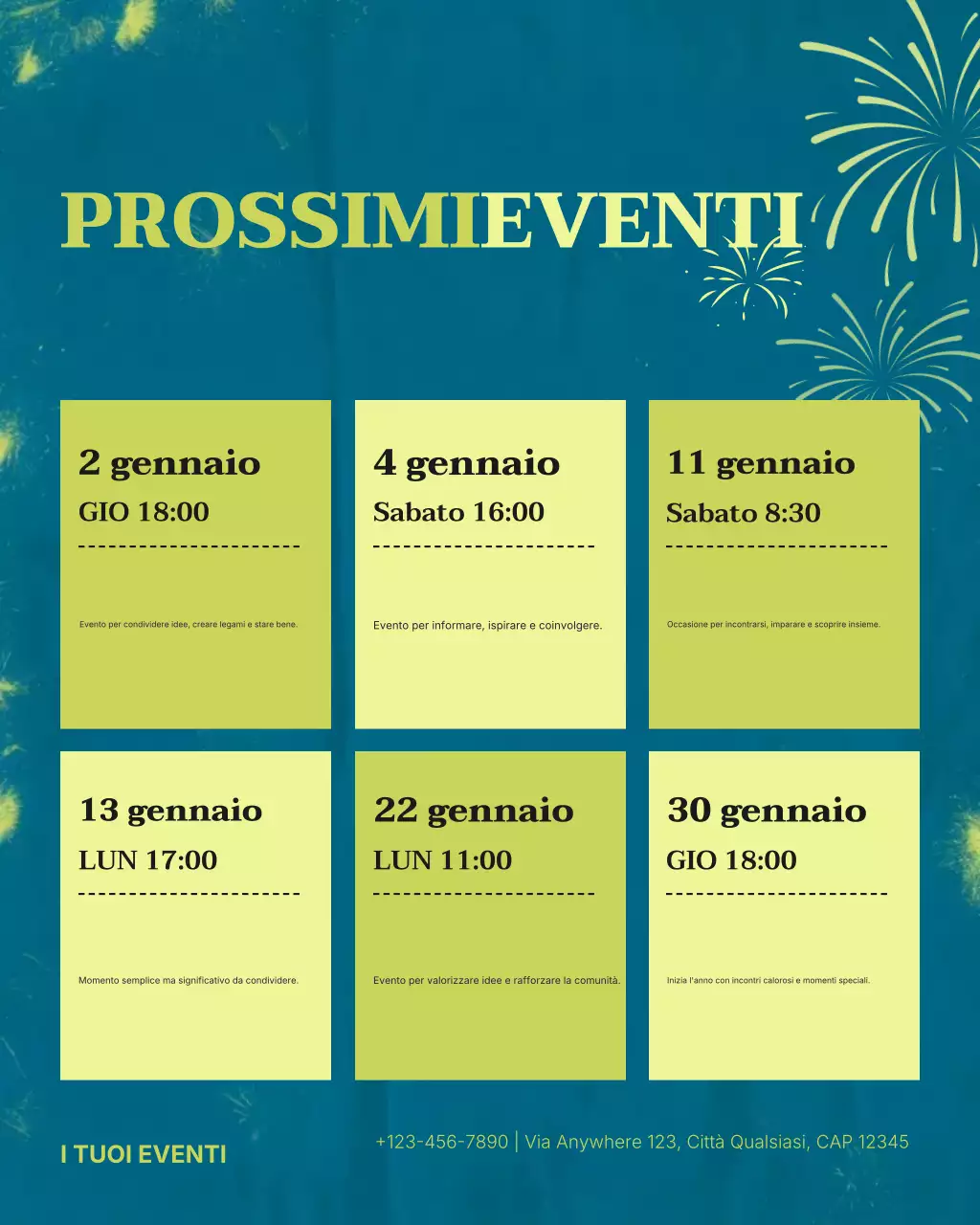 Post di Instagram per l'annuncio dell'evento Blue Modern