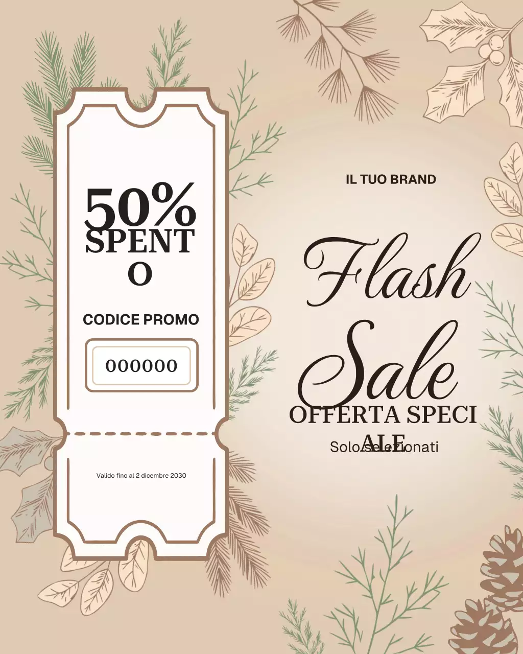 Post di Instagram sulla promozione Beige Botanical Sale