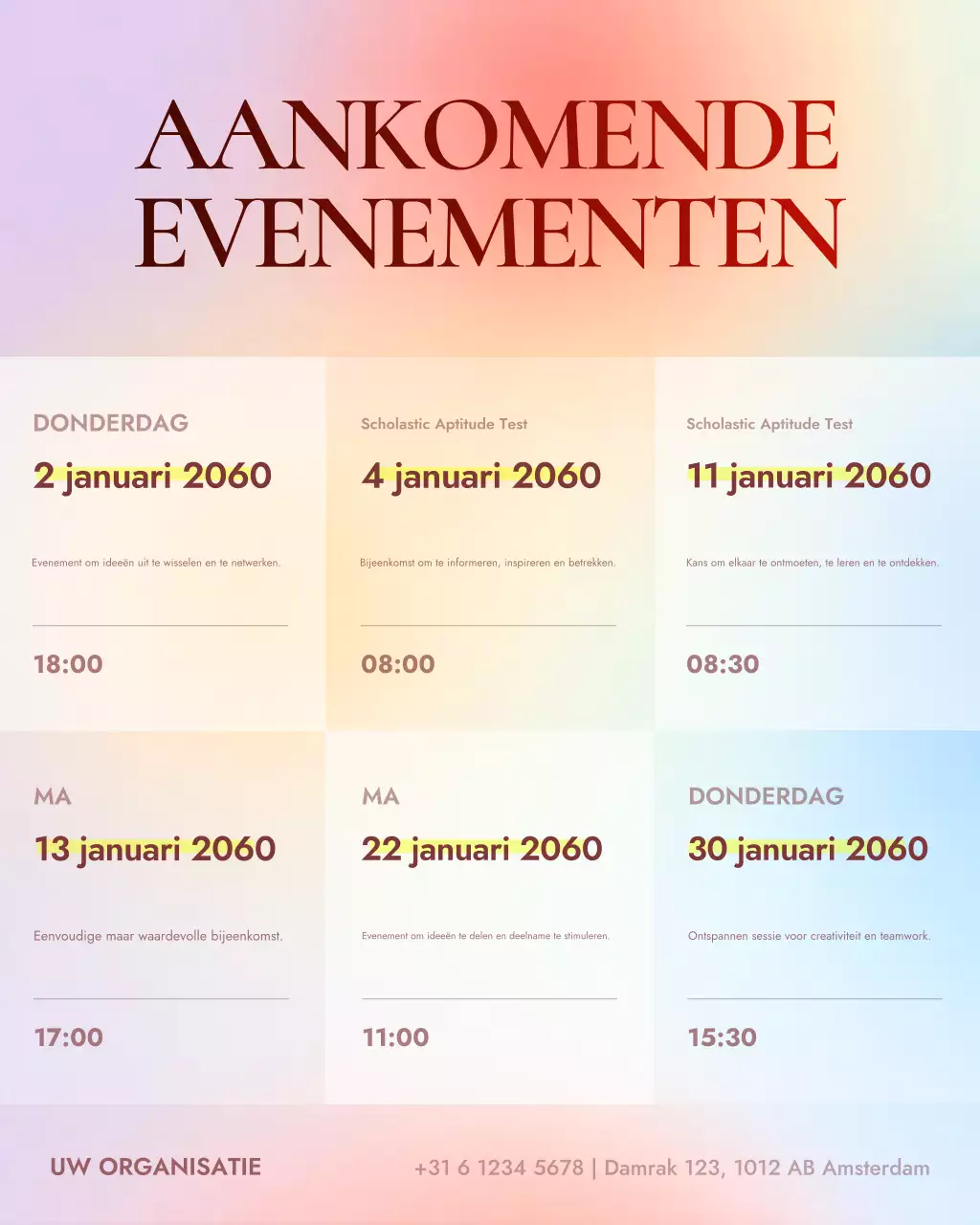 Aankondiging van Rainbow Modern Events via Instagram-bericht