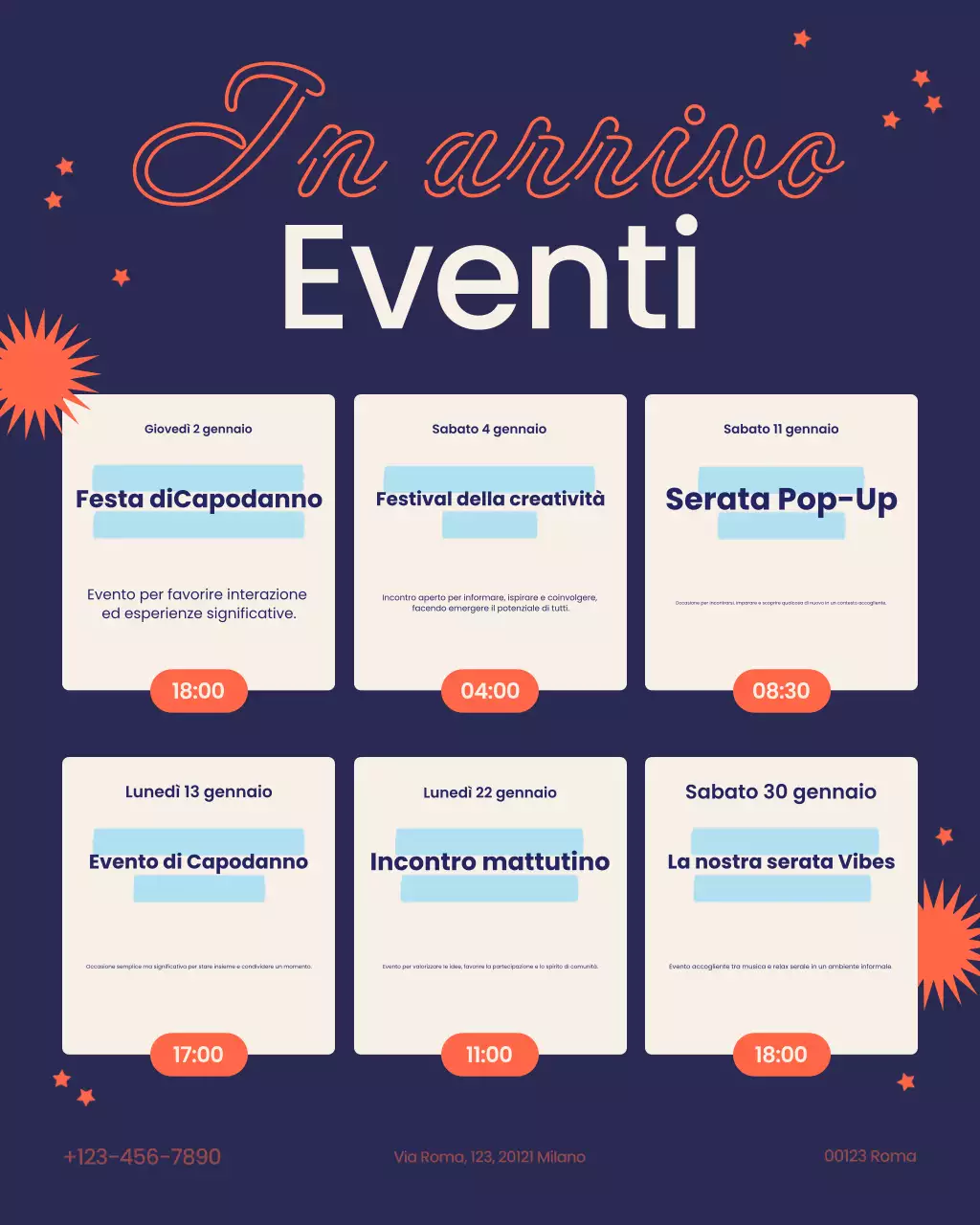 Post di Instagram per l'annuncio dell'evento Blue Modern