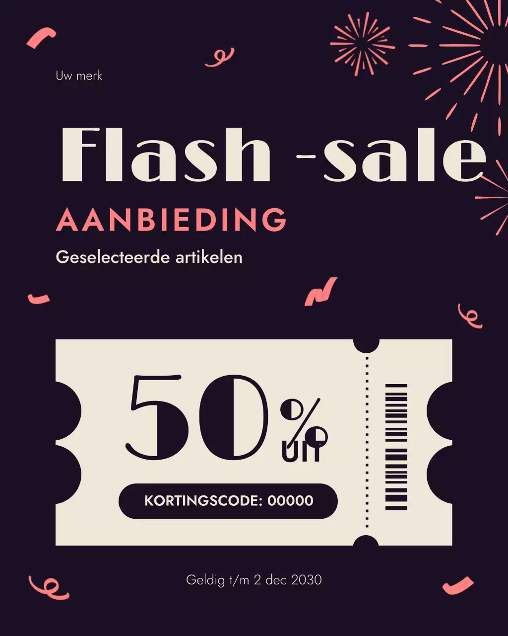 Zwarte, opvallende uitverkoopadvertentie op Instagram