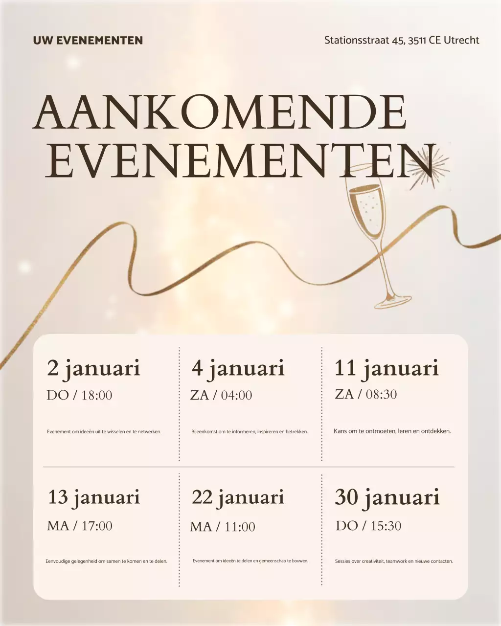 Beige elegante aankondiging van evenement Instagram-post