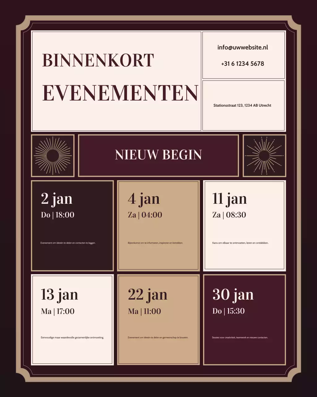 Maroon Elegant Evenement Aankondiging Instagram-bericht