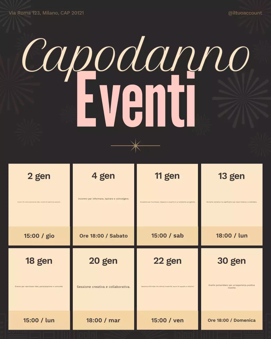 Post Instagram del calendario retrò di Capodanno beige