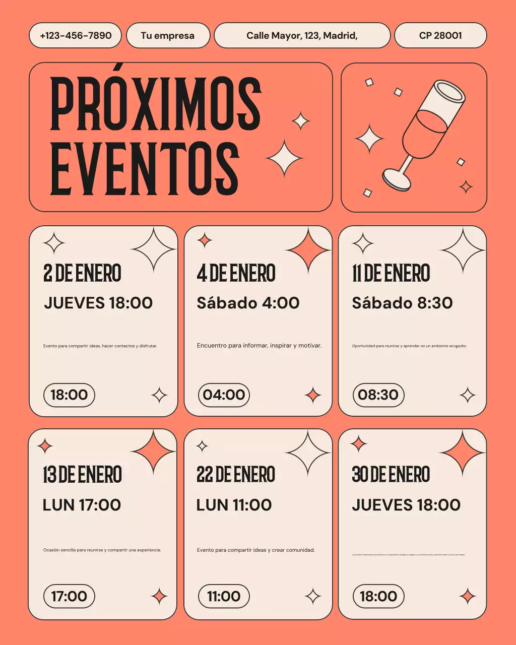 Publicación de Instagram del anuncio de Orange Modern Events