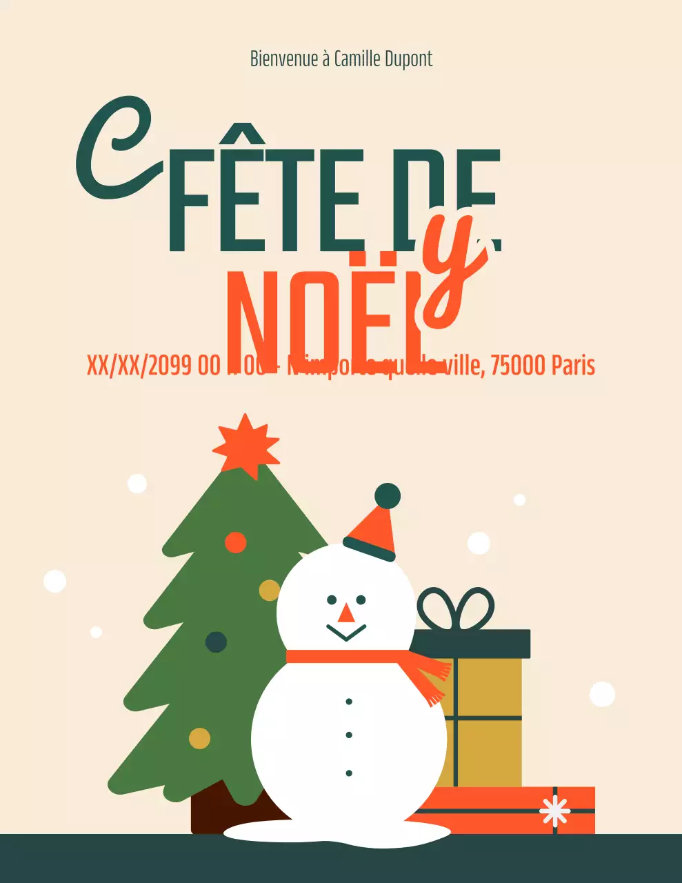 Invitation de Noël rétro beige