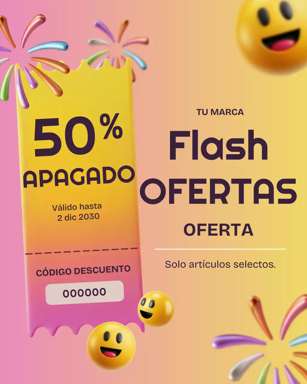 Publicación de Instagram de la promoción de rebajas de moda amarilla