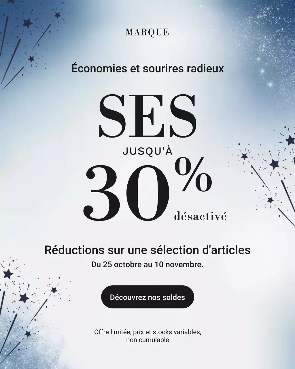 Portrait Instagram de promotion de vente moderne bleue